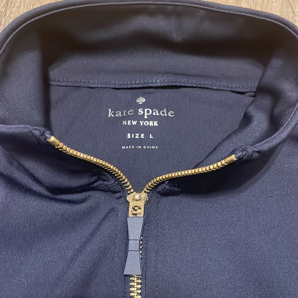 kate spade Navy Blue Ruffle-Hem Zip Jacket - Picture 6 of 7